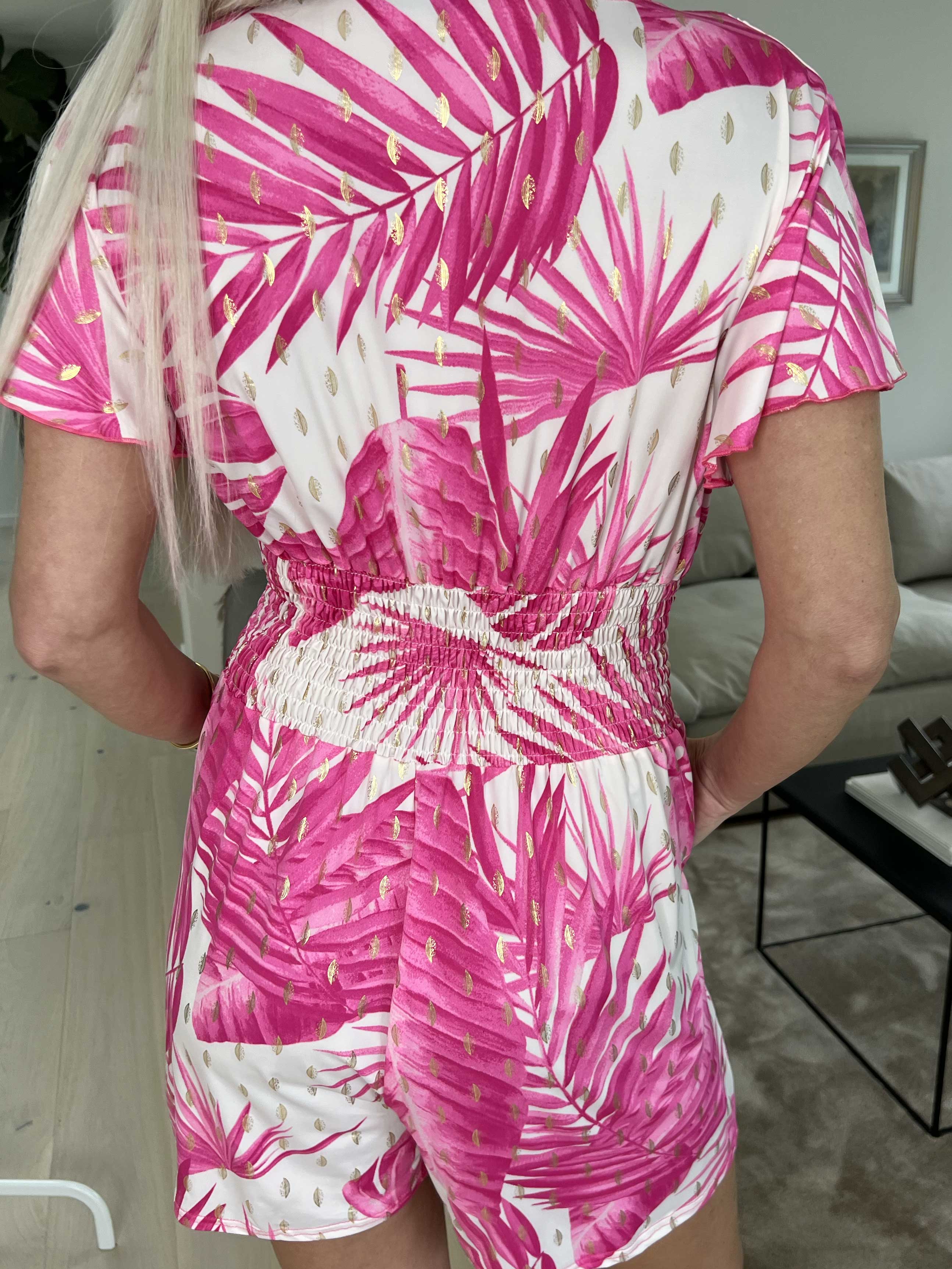 Pams Leaf Playsuit - Elastisk buksedragt med bladmønster